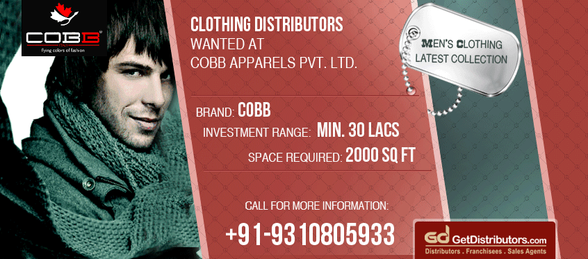 Join Hands to Excel- Cobb clothing invites Distributors for Menswear Collection