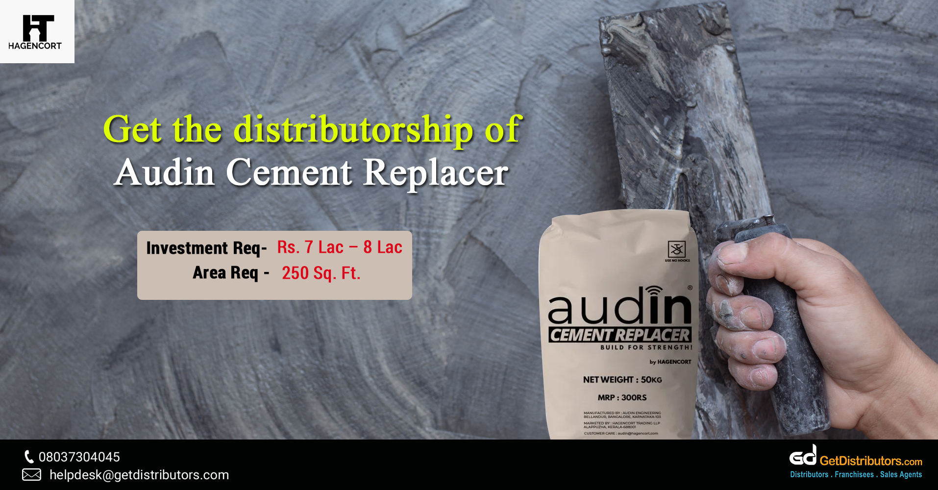 Audin cement replacer for distribution