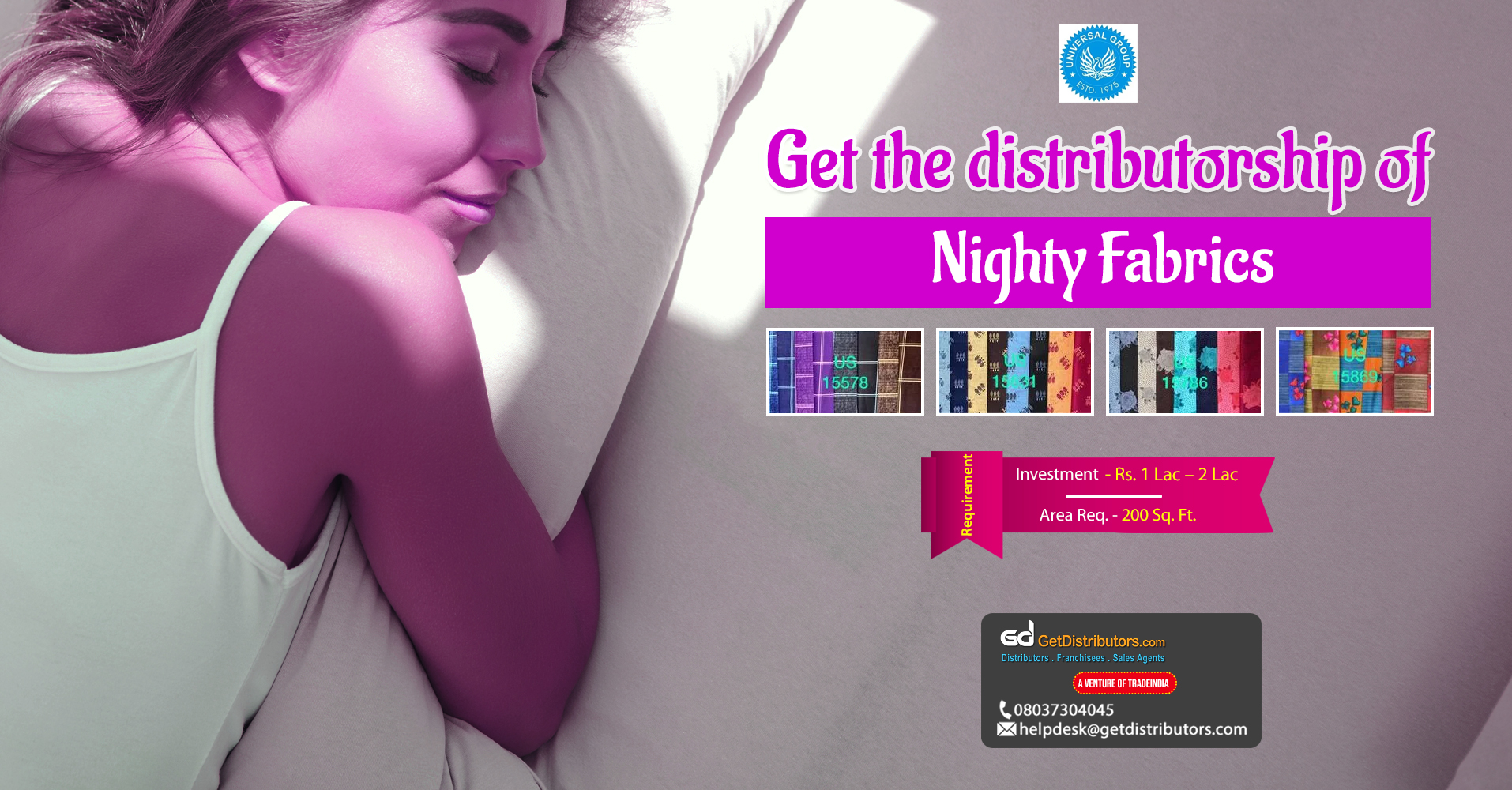 A variety of nighty fabrics for distribution