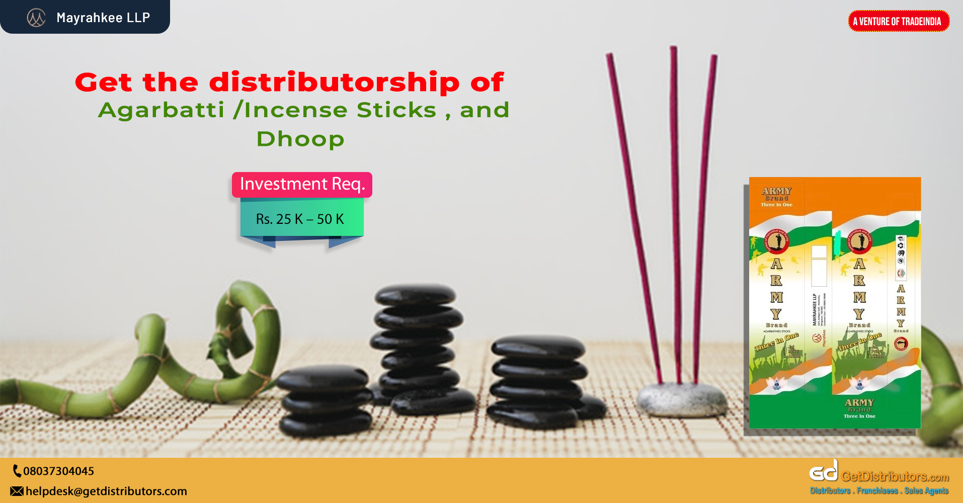 Distributorship of high-quality agarbattis, incense sticks, and dhoops at cost-effective rates