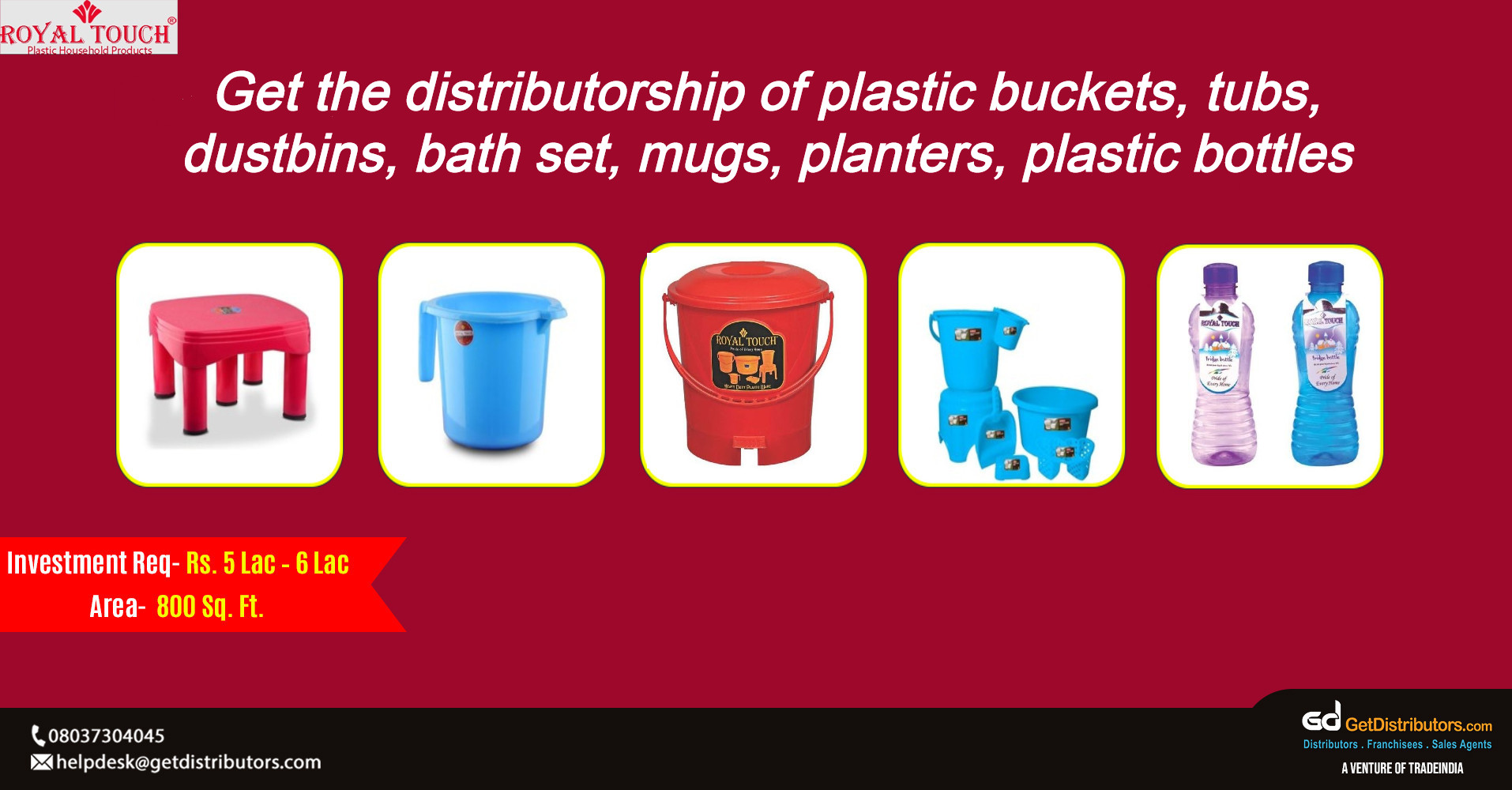 High-class buckets, tubs, dustbins, and other products for distribution