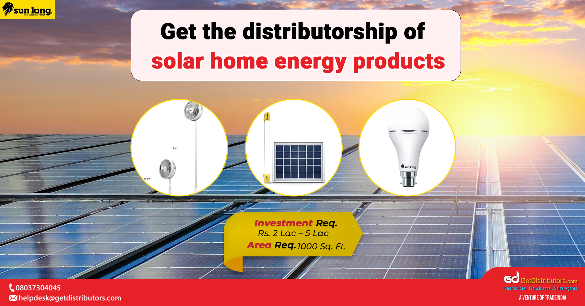 Distributorship opportunity of high-quality solar products/ power systems for homes
