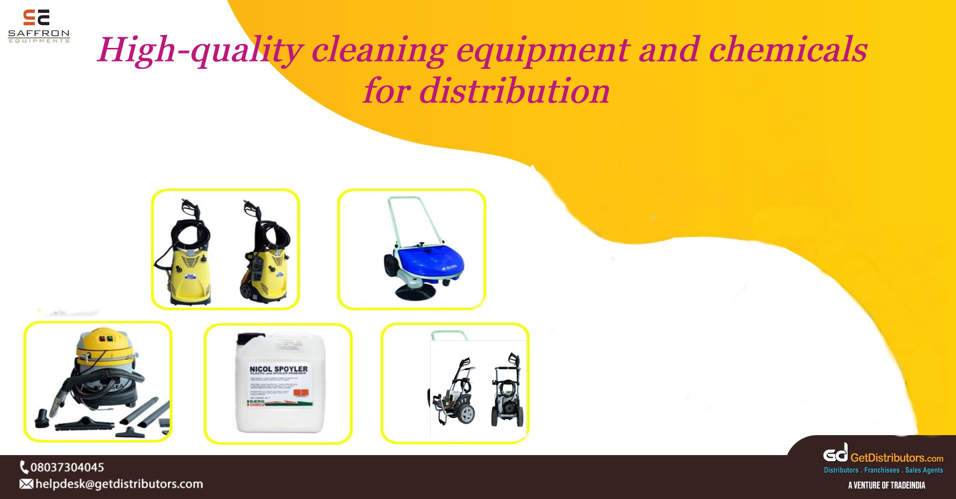 High-quality cleaning equipment and chemicals for distribution
