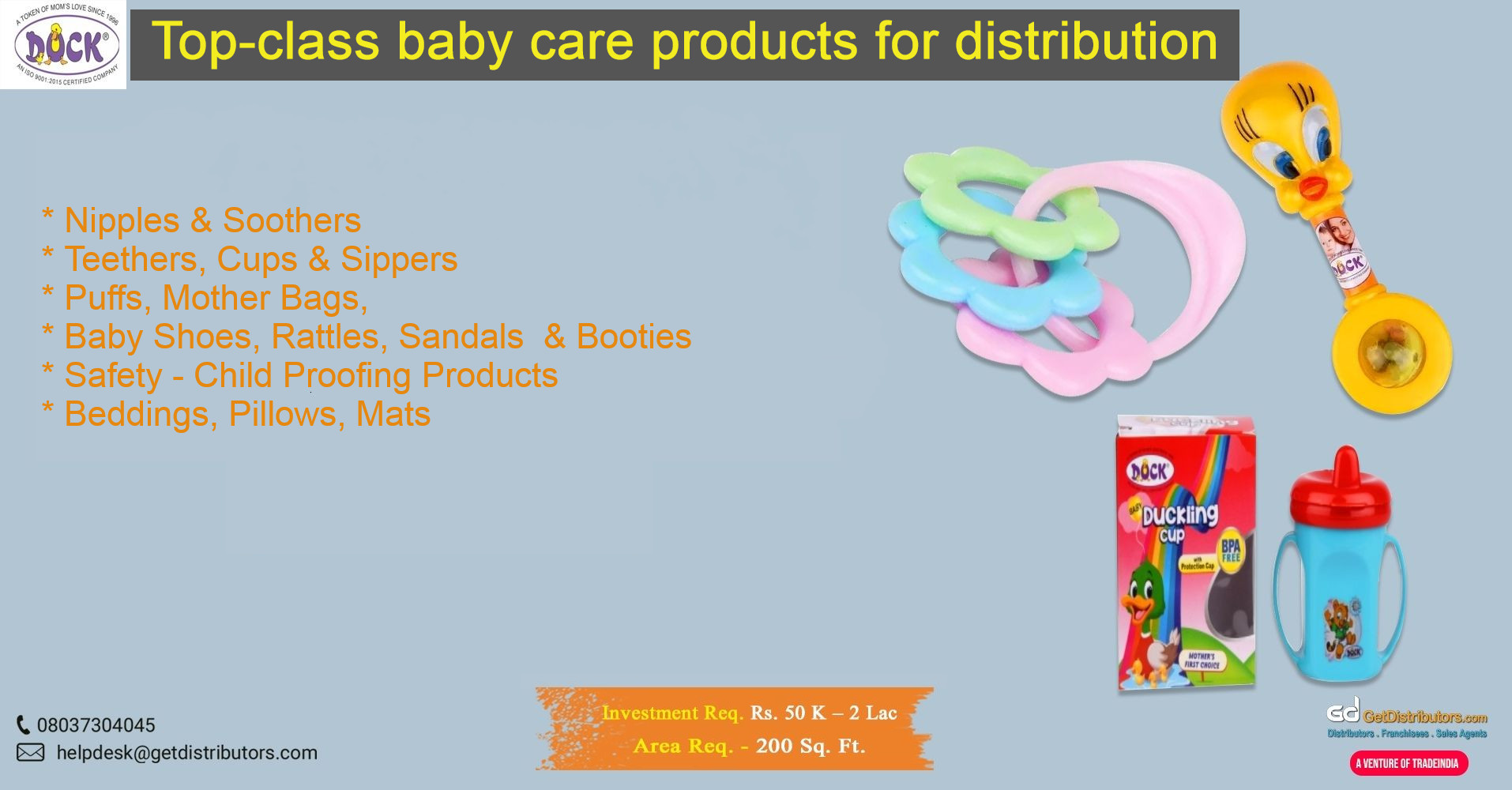 Top-class baby care products for distribution