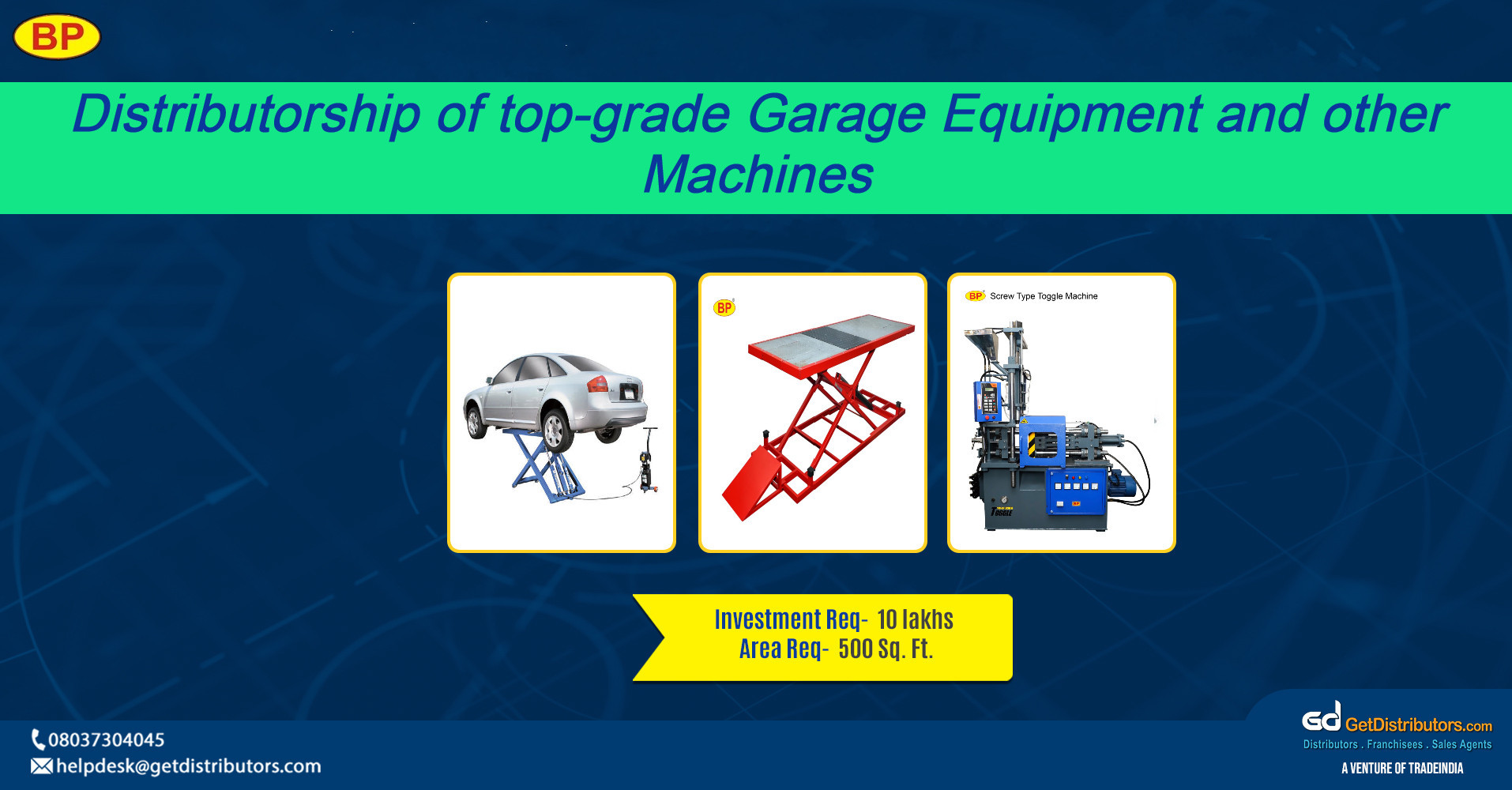 Distributorship of top-grade garage equipment and other machines