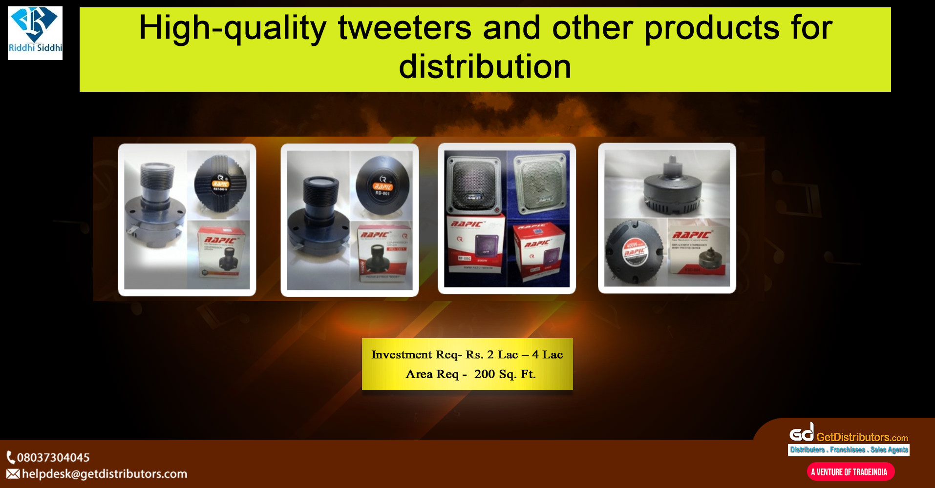 High-quality tweeters and other products for distribution
