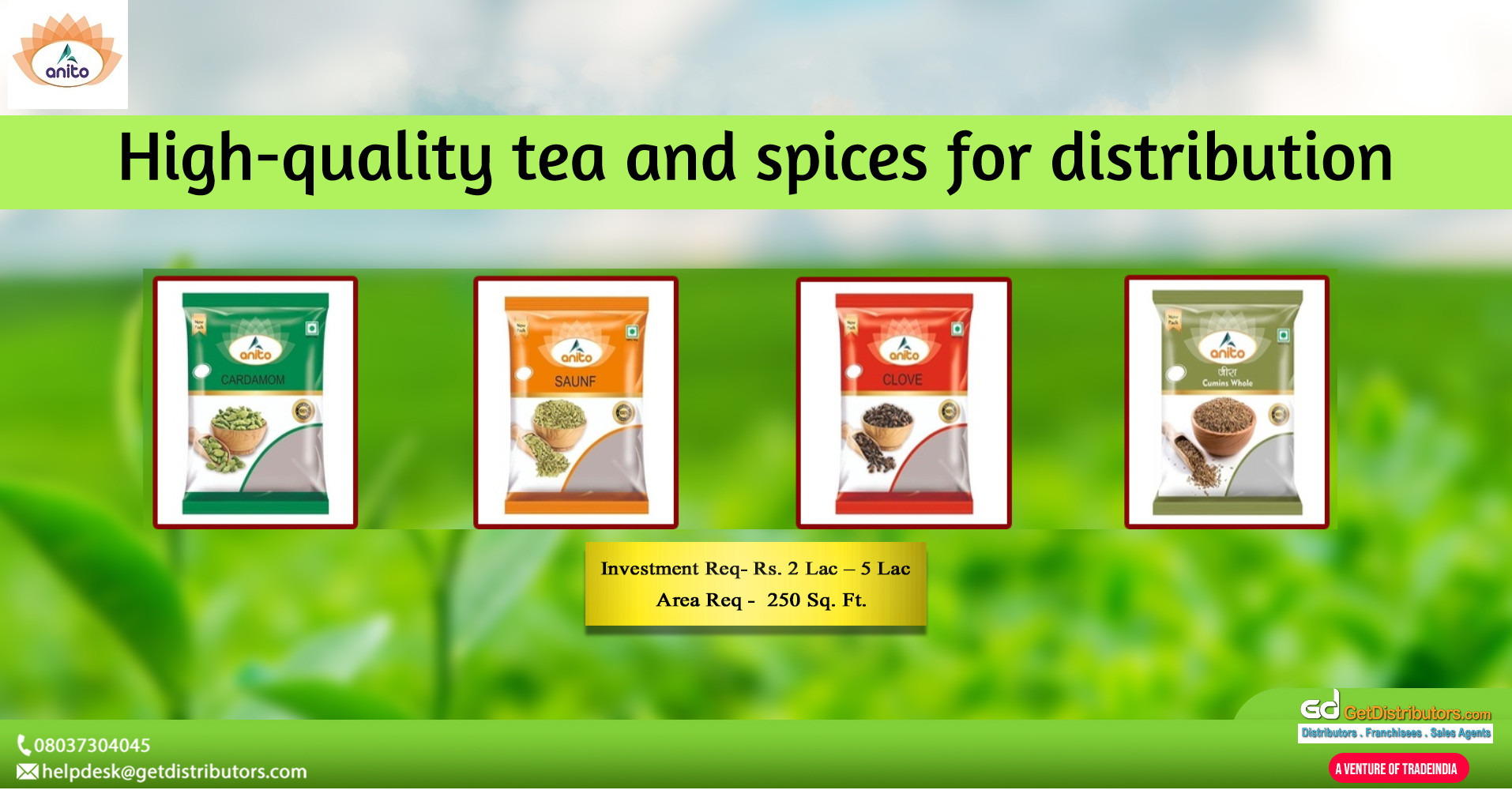 High-quality tea and spices for distribution