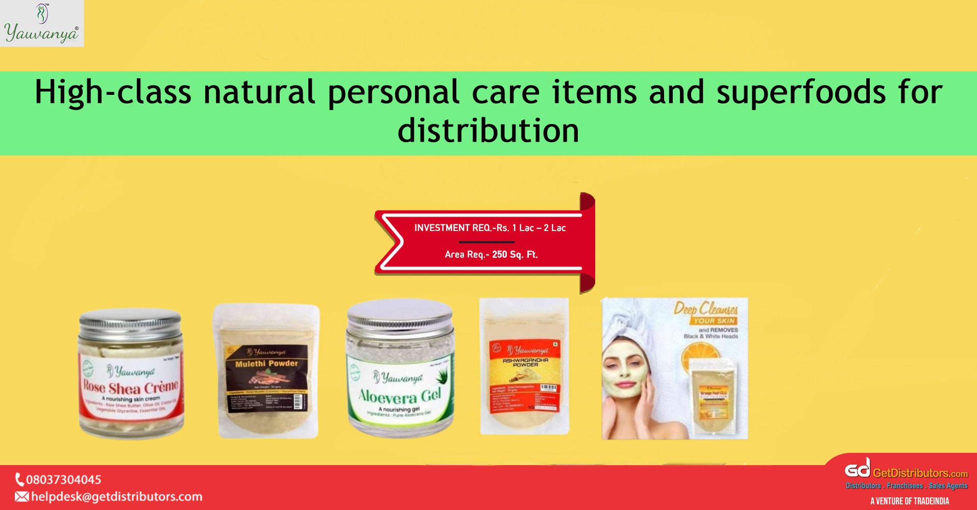 High-class natural personal care items and superfoods for distribution