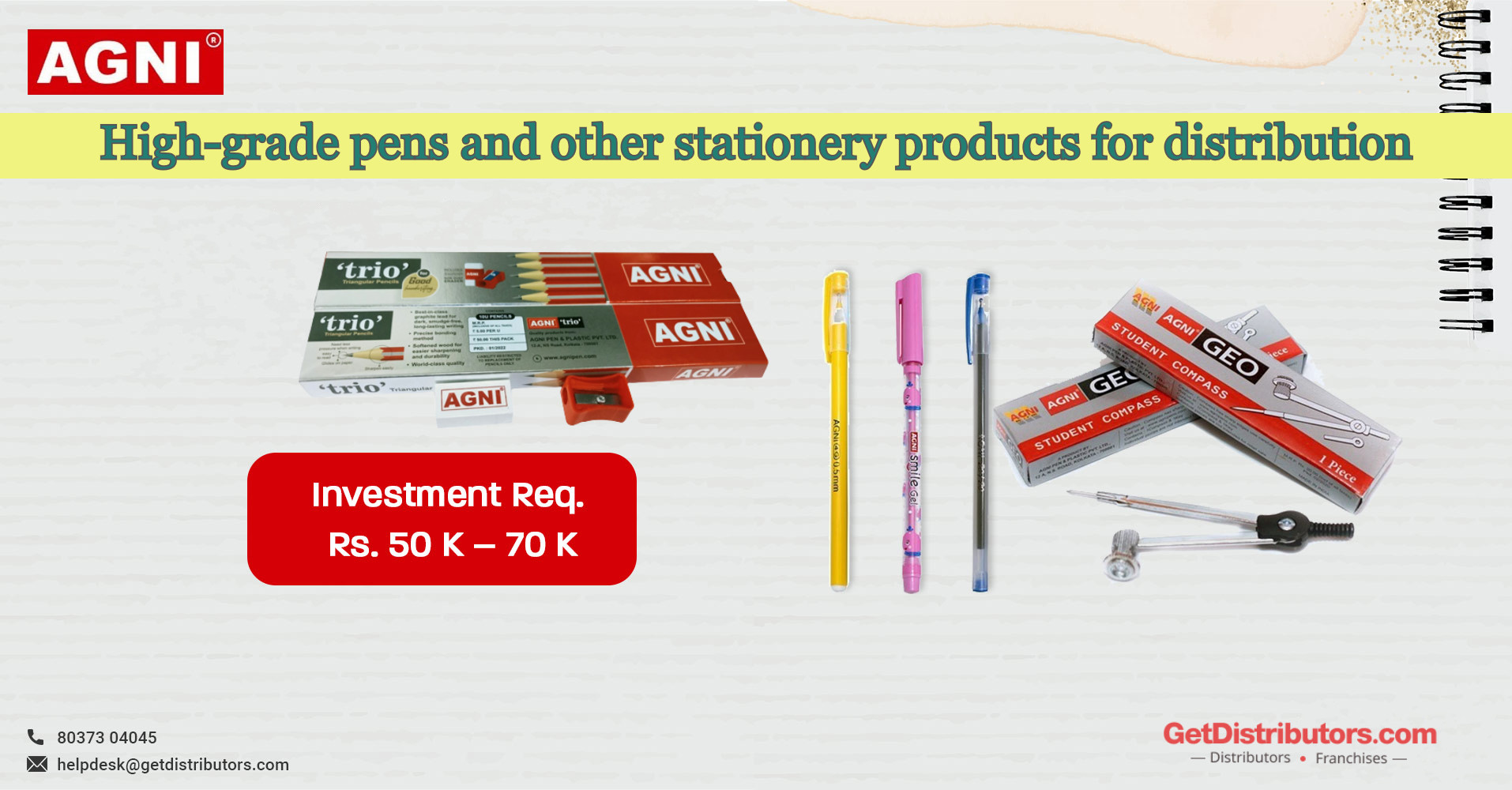 High-grade pens and other stationery products for distribution